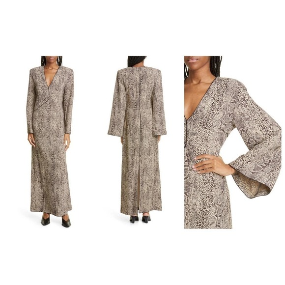 BY MALENE BIRGER Isetta Snake Print Long Sleeve Maxi Dress (12 US/ 42 EU) - Picture 1 of 8